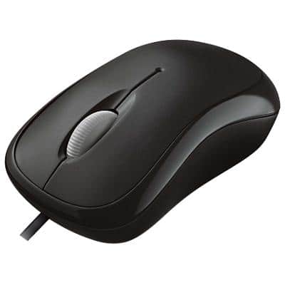 Microsoft Wired Ergonomic Mouse Basic Optical For Right and Left-Handed Users With 1.83 m USB-A Cable Black