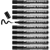 edding 2200C Permanent Marker Medium Chisel 5 mm Black Water Resistant Pack of 10