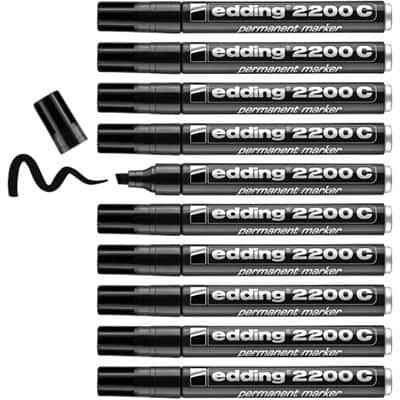 edding E-2200C Permanent Marker Medium Chisel 5 mm Black Pack of 10