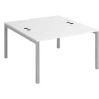 Dams International Rectangular Starter Unit Back to Back Desk with White Melamine Top and Silver Frame 4 Legs Connex 1200 x 1600 x 725mm