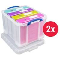 Really Useful Box Storage Box 35 L Transparent Plastic 39 x 48 x 31 cm Pack of 2