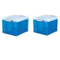 Really Useful Box Plastic Storage 35 Litre Blue 390 x 480 x 310 mm Pack of 2