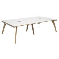Dams International Rectangular Double Back to Back Desk with White Melamine Top, Oak Edging and White Frame 4 Solid Oak Legs Fuze 2800 x 1600 x 725 mm