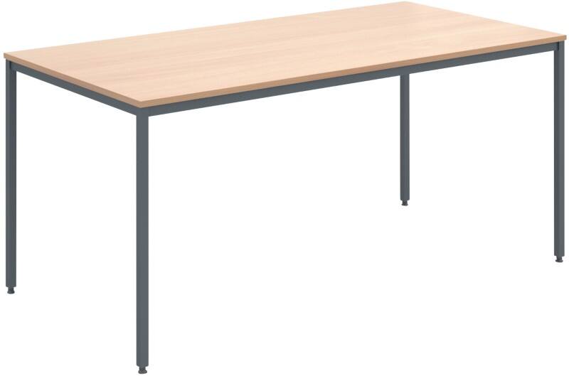 Dams International Rectangular Meeting Room Table with Beech Coloured MFC Top and Graphite Frame Flexi 1600 x 800 x 725mm