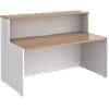 Dams International Rectangular Reception Desk with Beech Coloured Melamine Top and White Frame Maestro 25 1462 x 890 x 1125mm