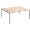 Rectangular Back to Back Desk with Beech Coloured Melamine & Steel Top and Silver Frame 4 Legs Connex 1600 x 1600 x 725 mm