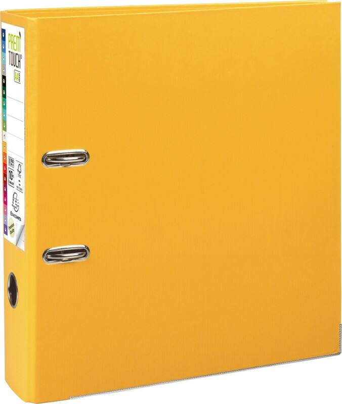 Exacompta Prem Touch Wide Lever Arch File A4+ 80 mm Yellow 2 Rings 53349E Plastic Portrait