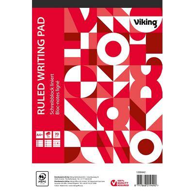 Viking Notepad A4+ Ruled Glued Paper Soft Cover White Perforated 200 Pages Pack of 5