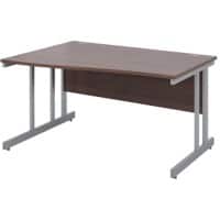 Freeform Left Hand Design Wave Desk with Walnut MFC Top and Silver Frame Adjustable Legs Momento 1400 x 990 x 725 mm