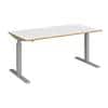 Elev8 Rectangular Sit Stand Single Desk with White & Oak Coloured Melamine Top and Silver Frame 2 Legs Touch 1600 x 800 x 675 - 1300 mm