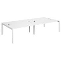 Dams International Rectangular Double Back to Back Desk with White Melamine Top and White Frame 4 Legs Connex 3200 x 1600 x 725mm