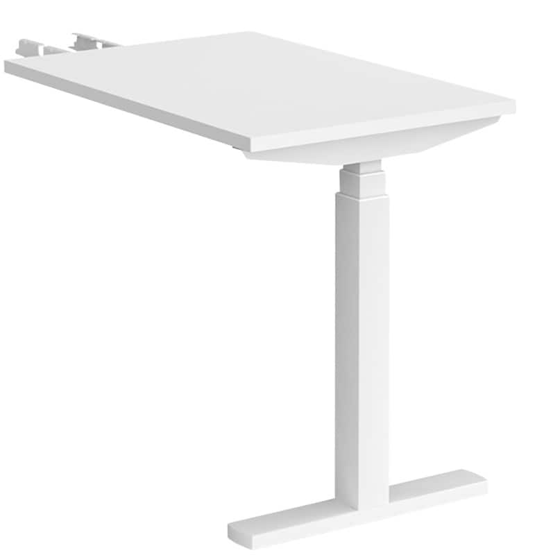 Elev8² Sit Stand Return Desk with White Melamine Top and White Frame 1 Leg Touch 1600 x 800 x 675 - 1300 mm