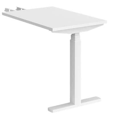 Elev8² Sit Stand Return Desk with White Melamine Top and White Frame 1 Leg Touch 1600 x 800 x 675 - 1300 mm