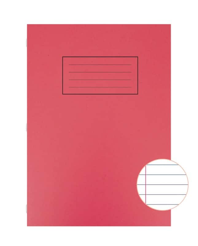 Silvine Exercise Book A4 Ruled Side Bound Manila Soft Cover Red  80 Pages 40 Sheets Pack of 10