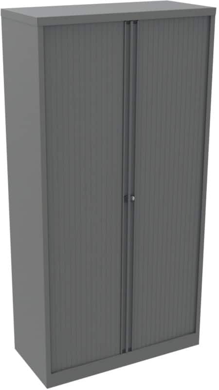 Bisley Tambour Cupboard Steel 4 Shelves Lockable 1,000 x 470 x 1,985 mm Grey