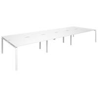 Dams International Rectangular Triple Back to Back Desk with White Melamine Top and White Frame 4 Legs Adapt II 4800 x 1600 x 725 mm