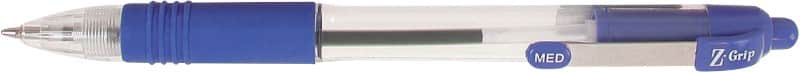 Zebra Z-Grip Retractable Ballpoint Pen Blue 0.6 mm Medium Ballpoint Refillable Pack of 12