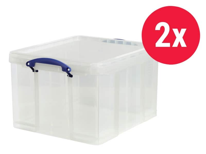 Really Useful Box Plastic Storage Box 42 L Transparent 44 x 52 x 31 cm Pack of 2