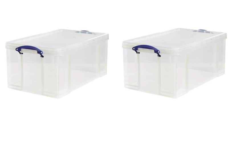 Really Useful Box Plastic Storage Box 64 L Transparent 44 x 71 x 31 cm Pack of 2