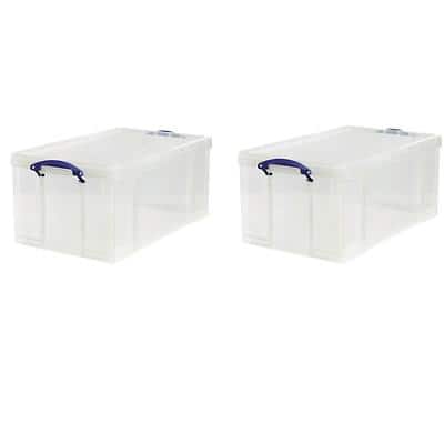 Really Useful Box Plastic Storage 64 Litre 440 x 710 x 310 mm Pack of 2