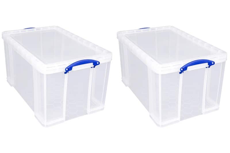 Really Useful Box Plastic Storage Box 84 L Transparent 44 x 71 x 38 cm Pack of 2