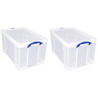 Really Useful Box Plastic Storage 84 Litre 440 x 710 x 380 mm Pack of 2