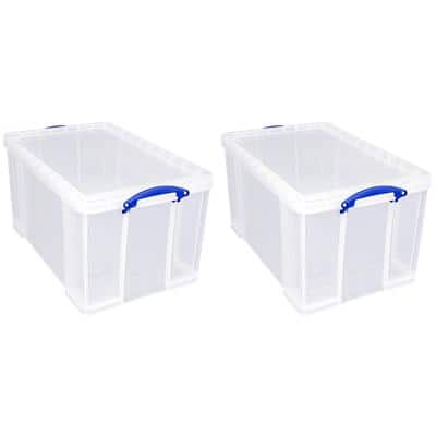 Really Useful Box Plastic Storage 84 Litre 440 x 710 x 380 mm Pack of 2