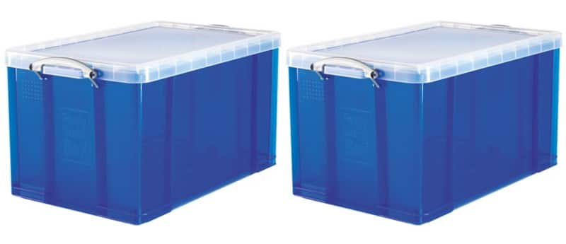 Really Useful Box Plastic Storage Box 84 L Blue 44 x 71 x 38 cm Pack of 2