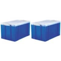 Really Useful Box Plastic Storage 84 Litre Blue 440 x 710 x 380 mm Pack of 2