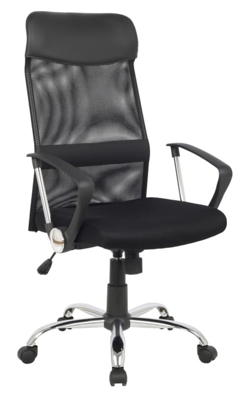 Adjustable Black Mesh Office Chair with Fixed