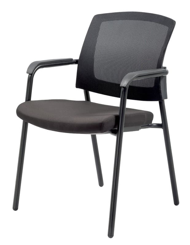 Viking Realspace Sutton Stacking Chair Mesh, Fabric Fixed Armrest Black 110 kg 580 x 450 x 850 mm