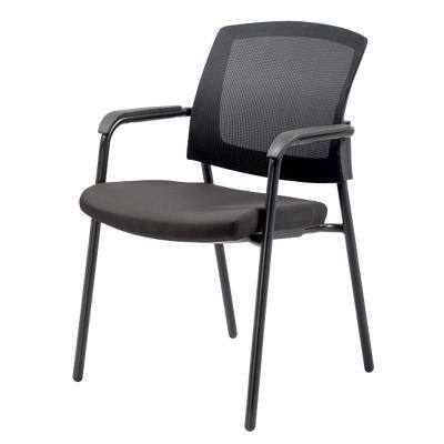 Realspace Sutton Stacking Chair Mesh, Fabric Fixed with Armrest Black ...