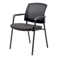 Realspace Sutton Stacking Chair Mesh, Fabric Fixed with Armrest Black 580 x 450 x 850 mm