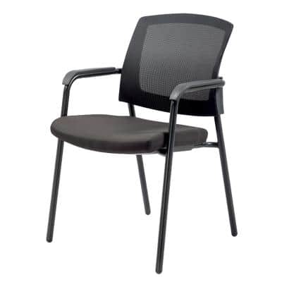 Realspace Sutton Stacking Chair Mesh, Fabric Fixed with Armrest Black 580 x 450 x 850 mm