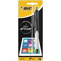 BIC 4 Colours Stylus Ballpoint Pen Black, Blue, Green, Red Medium 0.4 mm Refillable