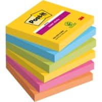 Post-it Rio De Janeiro Super Sticky Notes 76 x 76 mm Assorted Colours Square 6 Pads of 90 Sheets