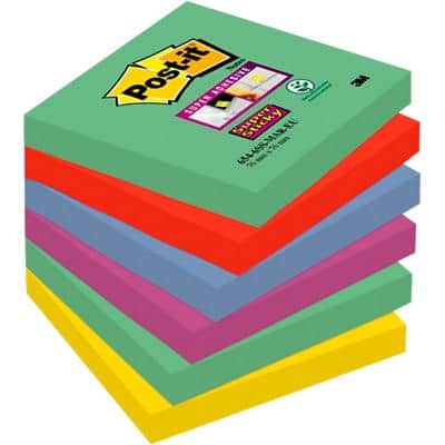 Post-it Super Sticky Notes 76 x 76 mm Marrakesh Assorted Colours 6 Pads of 90 Sheets