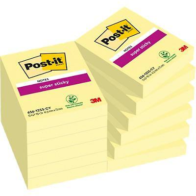 Post-it Super Sticky Notes 47.6 x 73 mm Canary Yellow 12 Pads of 90 Sheets
