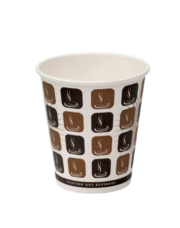 SEM Disposable Cups Paper 300ml Brown & White Pack of 50