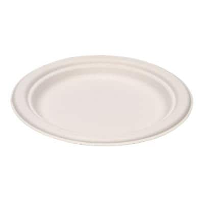 Disposable Plates Bagasse 23cm White Pack of 50