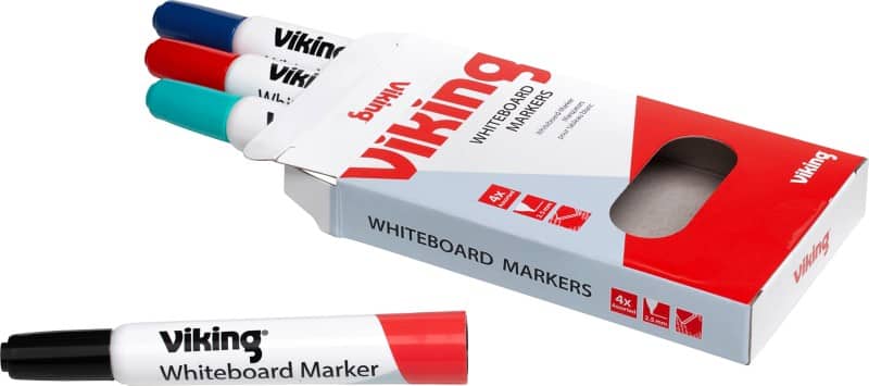 Viking WBM2.5 Whiteboard Marker Assorted Medium Bullet 1 - 2.5 mm Pack of 4