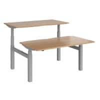 Dams International Elev8 Touch Electronically Height Adjustable Sit Stand Desk Rectangular Beech Melamine Silver 4 Feet 1,400 x 1,650 x 675 mm