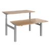 Elev8² Rectangular Sit Stand Back to Back Desk with Beech Coloured Melamine Top and Silver Frame 4 Legs Touch 1400 x 1650 x 675 - 1300 mm