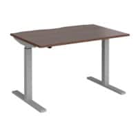 Elev8² Sit Stand Single Desk with Walnut Melamine Top and Silver Frame 2 Legs Mono 1200 x 800 x 675 - 1175 mm