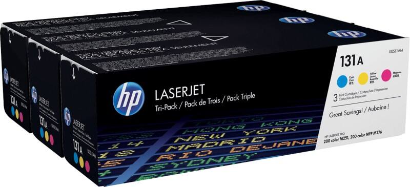 HP 131A Original Toner Cartridge U0SL1AM Cyan, Magenta, Yellow Pack of 3 Multipack