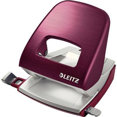 Leitz NeXXt Style Metal 2 Hole Punch 5006 30 Sheets Garnet Red
