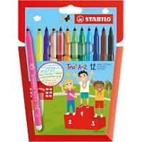 STABILO Trio A-Z Fibre Tip Colouring Pens Wallet Assorted Pack of 12