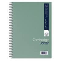 Cambridge Notebook Jotter A4 Ruled Spiral Bound Cardboard Hardback Green Perforated 200 Pages 100 Sheets