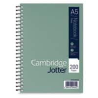 Cambridge Notebook Jotter A5 Ruled Spiral Bound Cardboard Hardback Green Perforated 200 Pages 100 Sheets