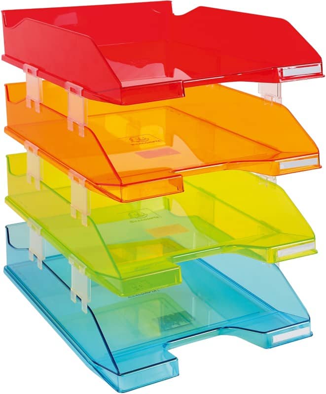 Exacompta Linicolour Harlequin Letter Trays PS (Polystyrene) Stackable A4+ Assorted Pack of 4